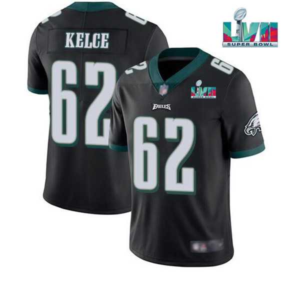 Men & Women & Youth Philadelphia Eagles #62 Jason Kelce Black Super Bowl LVII Patch Vapor Untouchable Limited Stitched Jersey